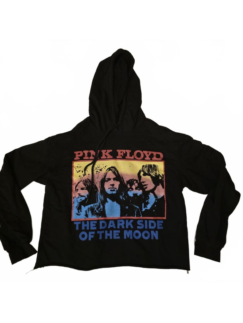 Wmn's Small Pink Floyd The Dark Side of the Moon black cropped hoodie
